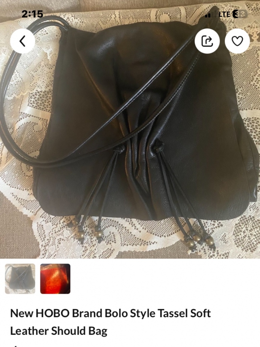 New no tags Hobo brand Boho soft leather Tassles shoulder bag handbag